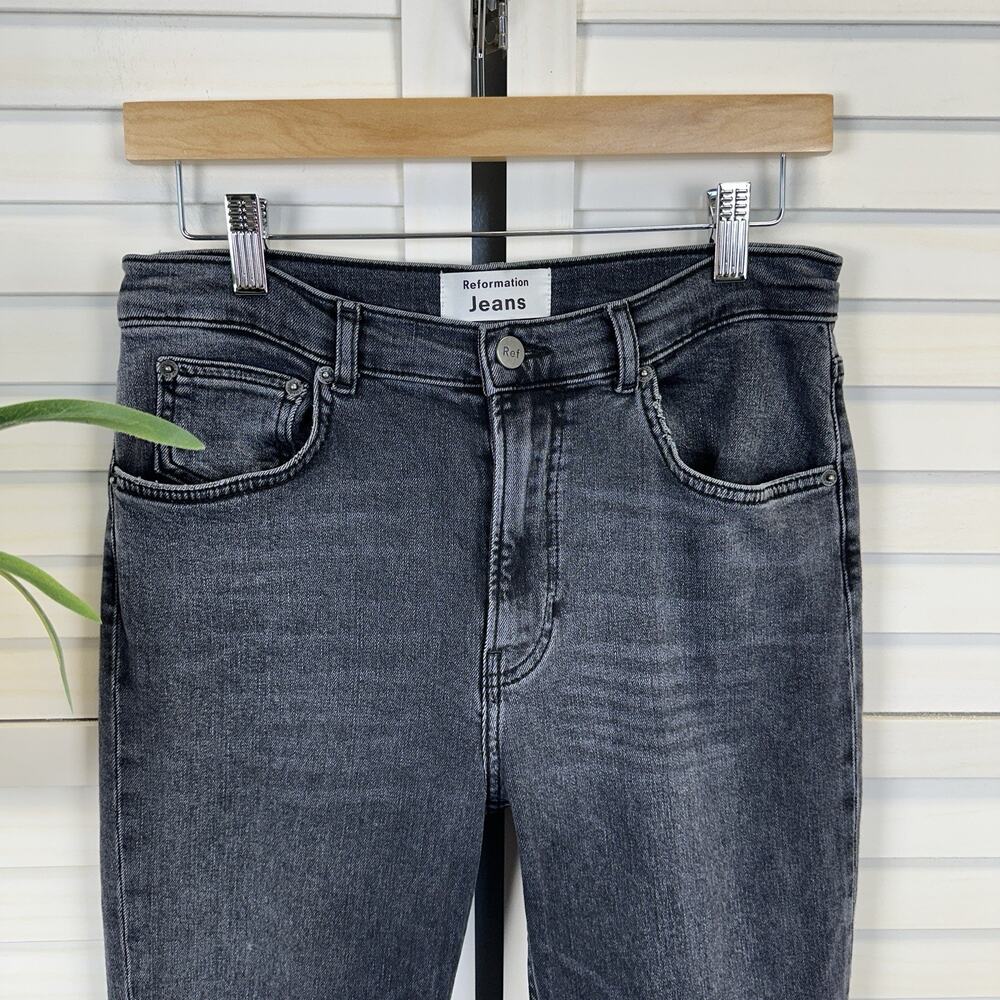 Reformation Jeans High and Skinny Crop Avalon Black Wash Pants Organic Size 28 - Picture 3 of 10